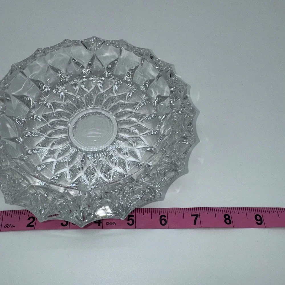 Large Clear Glass Ashtray Heavy 4 Rests‎ Round Circular 7